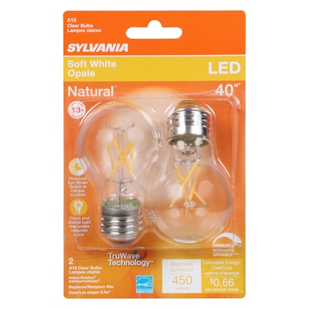 Sylvania Sylvania TruWave A15 E26 (Medium) LED Bulb Soft White 40 Watt Equivalence 2 pk 40761